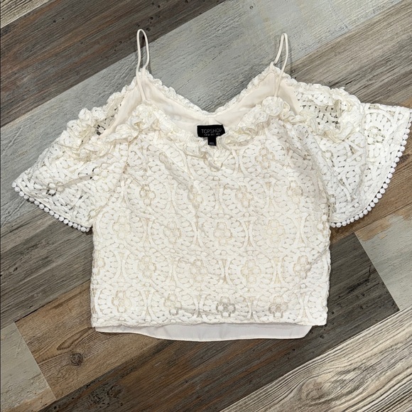 Topshop White Floral eyelet Lace Blouse - Picture 1 of 6